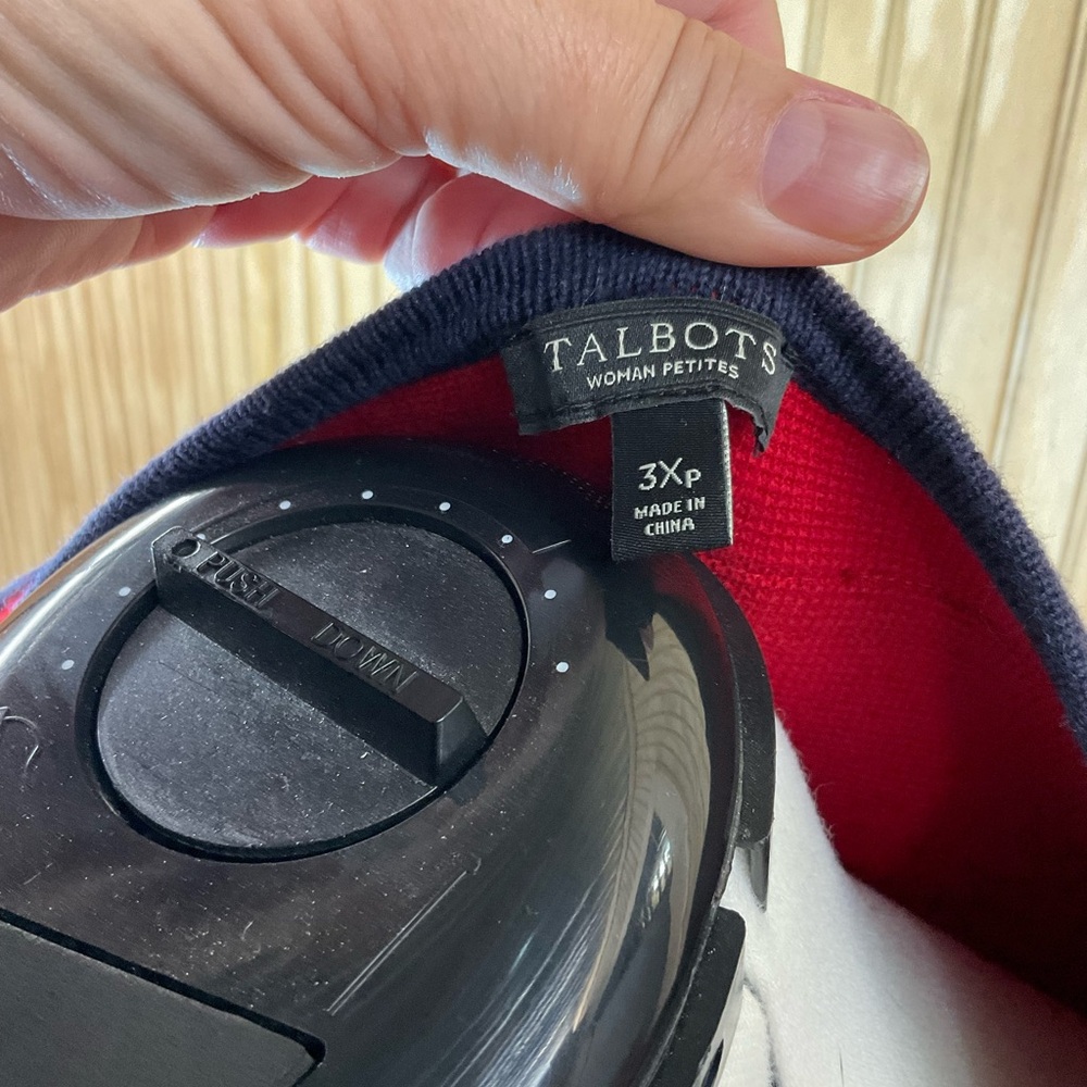 Talbots Red Knit Jacket with Navy Trim - Picture 5 of 6